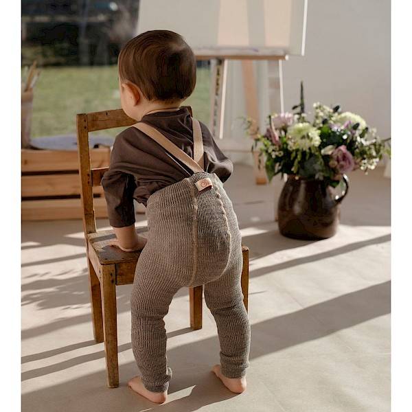 Footless cotton tights - charcoaly brown 3/4y