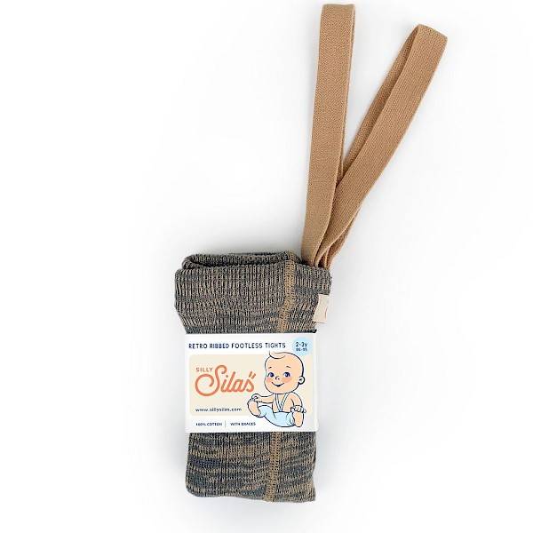 Footless cotton tights - charcoaly brown 3/4y