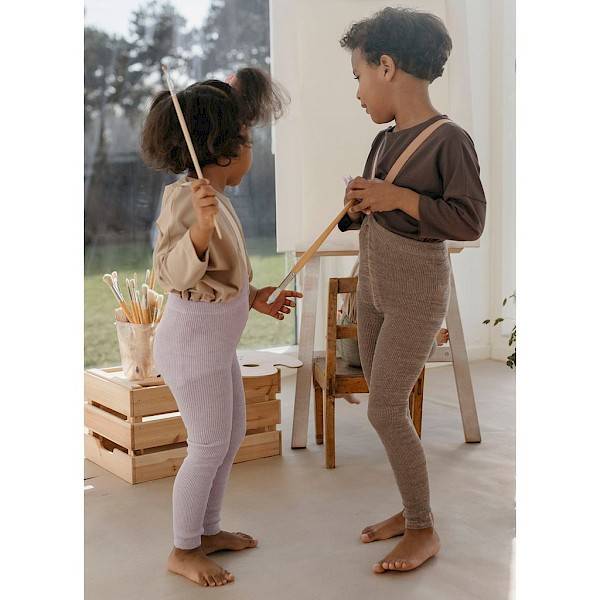 Footless cotton tights - charcoaly brown 3/4y
