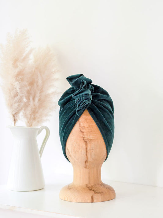 Turban velvet - bottle green