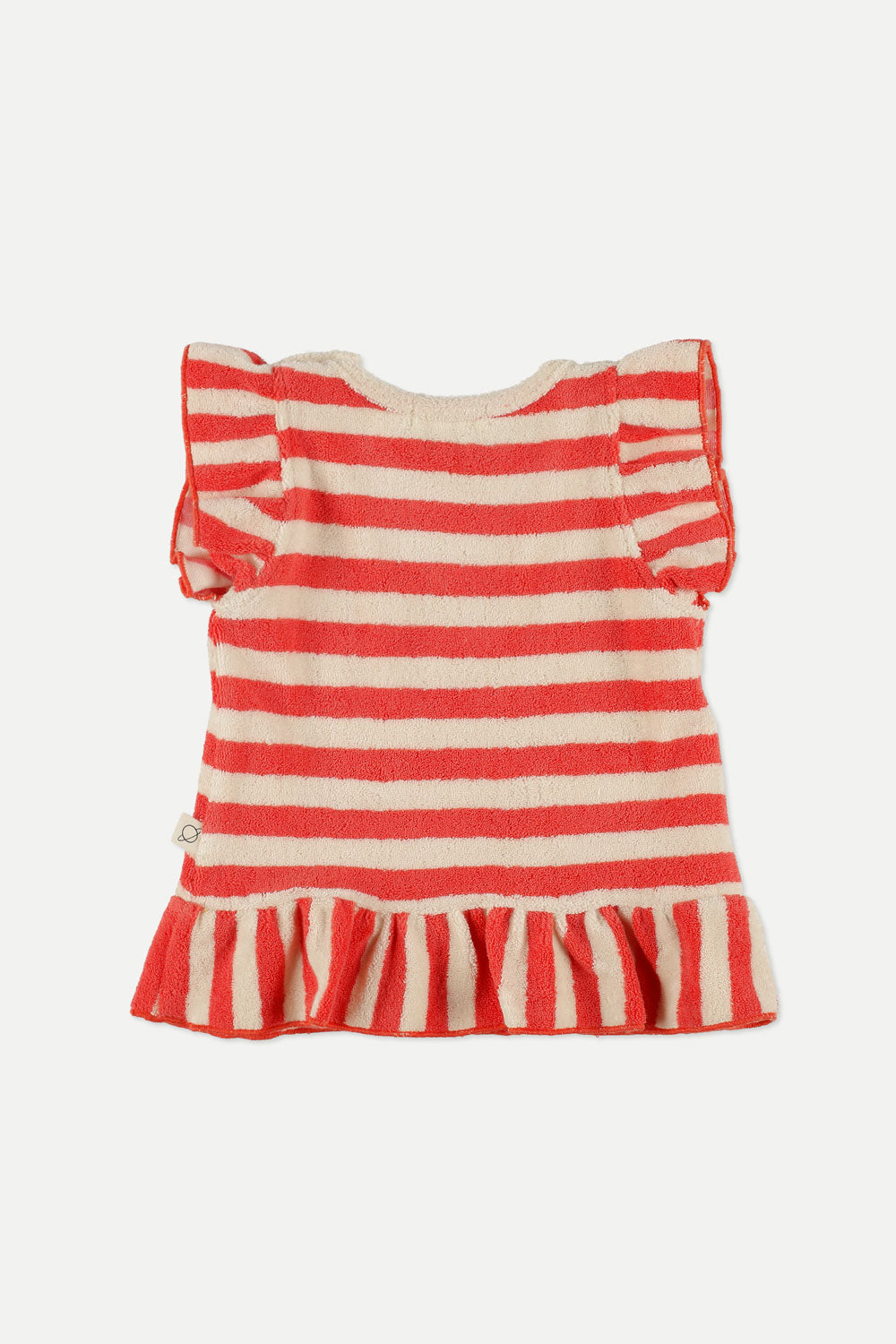Organic toweling stripes dress - pink ruby