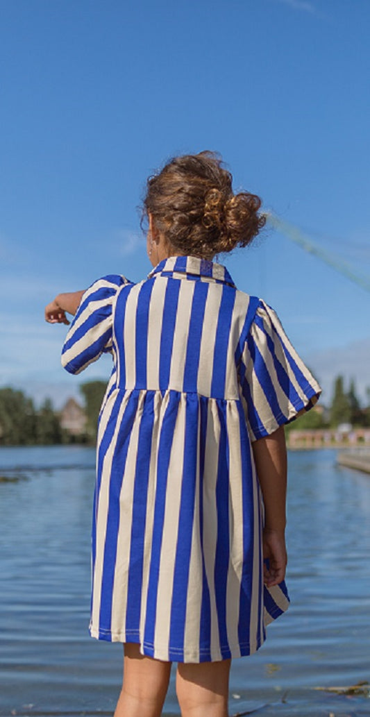 Hilou Dress Blue/Beige Stripes