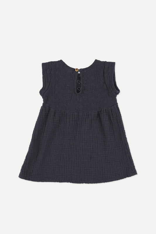 Embroidered dress - navy