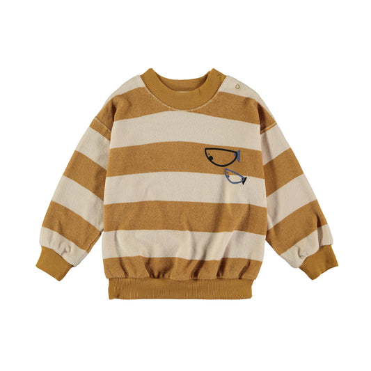 Sweatshirt in badstof baby - stripes mustard