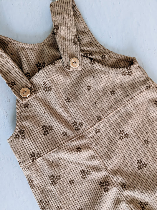 Bruine salopette - bloemen