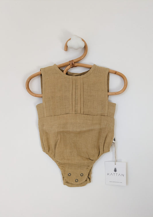 Linnen mustard romper