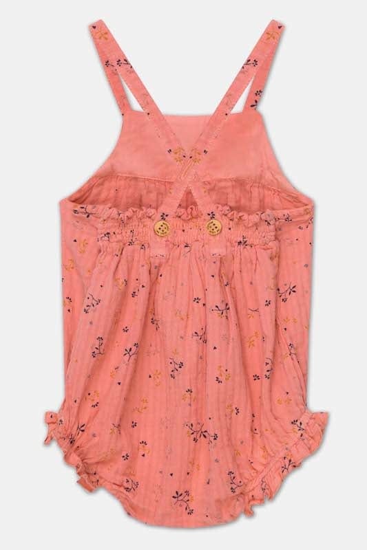 Sandra Muslin floral baby romper - coral