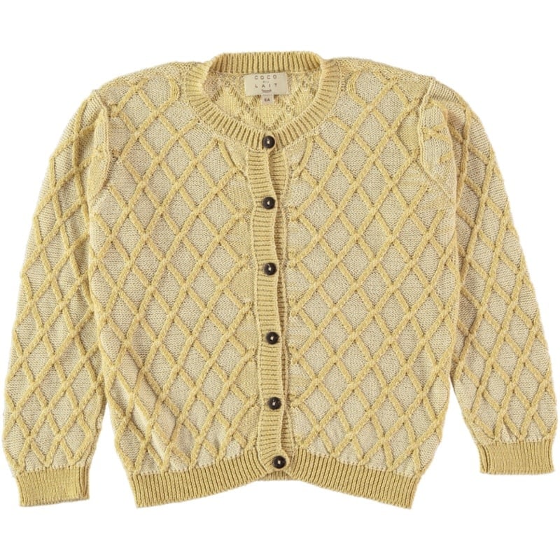 Diamond knit cardigan- Yellow