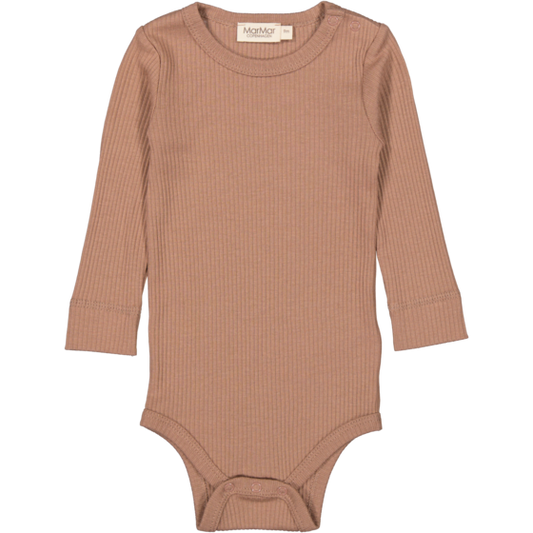 Geribbelde body - Powder taupe