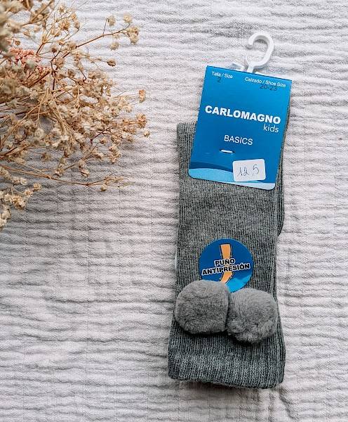 Kniekousen - pompoms grey