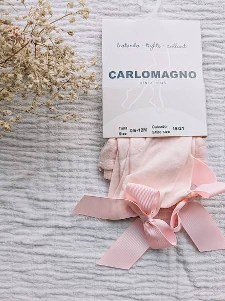 Dunne (nylon) kousenbroek met strik - roze