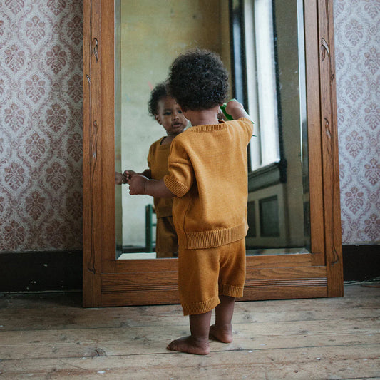 Summer knitted shorts - sandstone