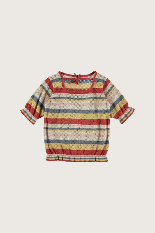 Openwork stripes top