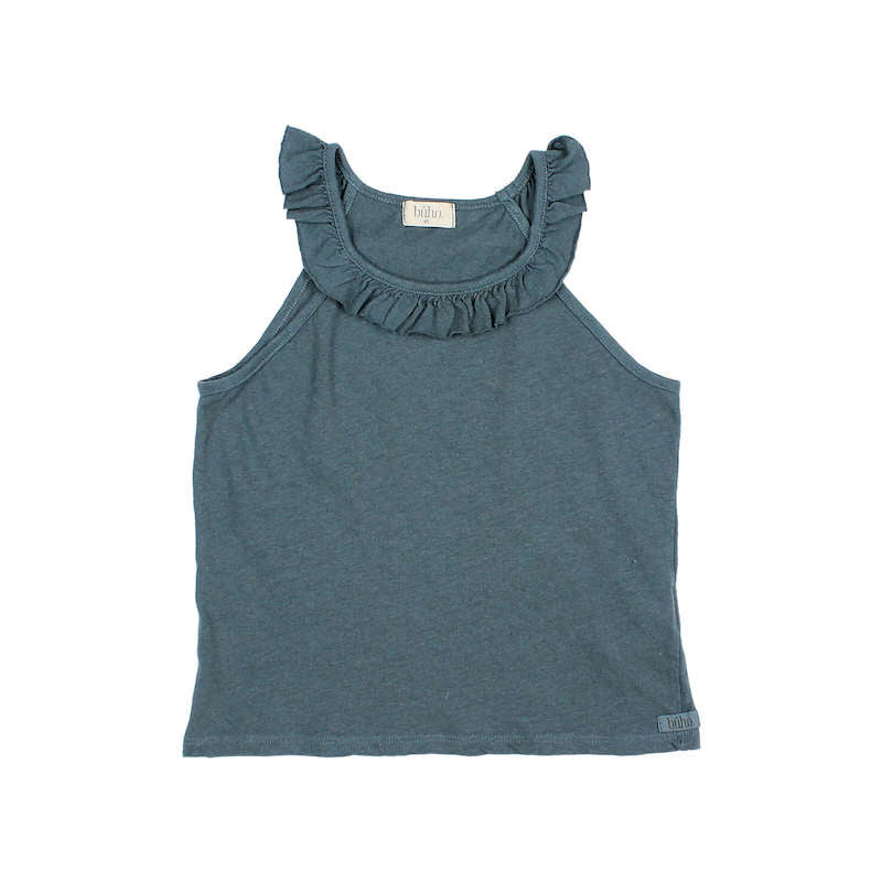 Girly linen top - blue teal