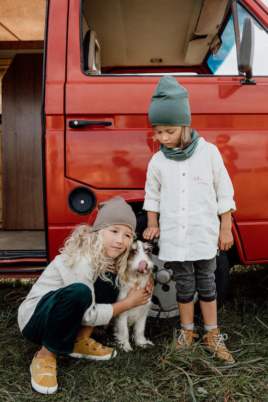Beanie & scarf - organic cotton sage green