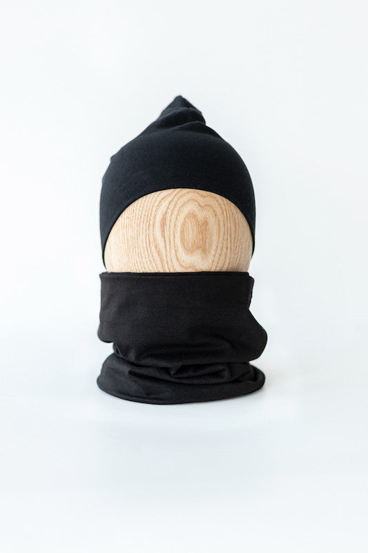 Beanie & scarf - organic cotton black