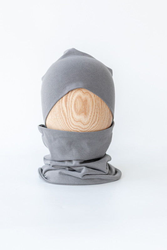 Beanie & scarf - organic cotton grey