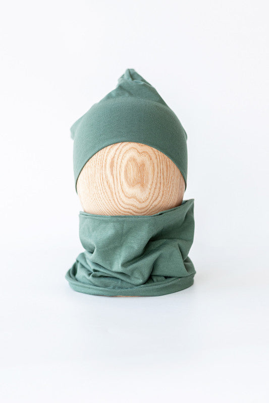 Beanie & scarf - organic cotton sage green