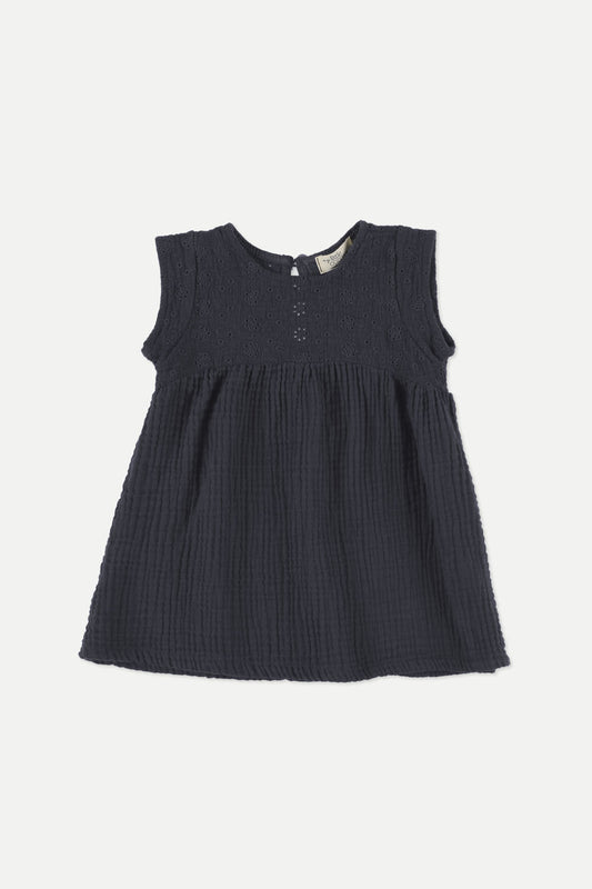 Embroidered dress - navy