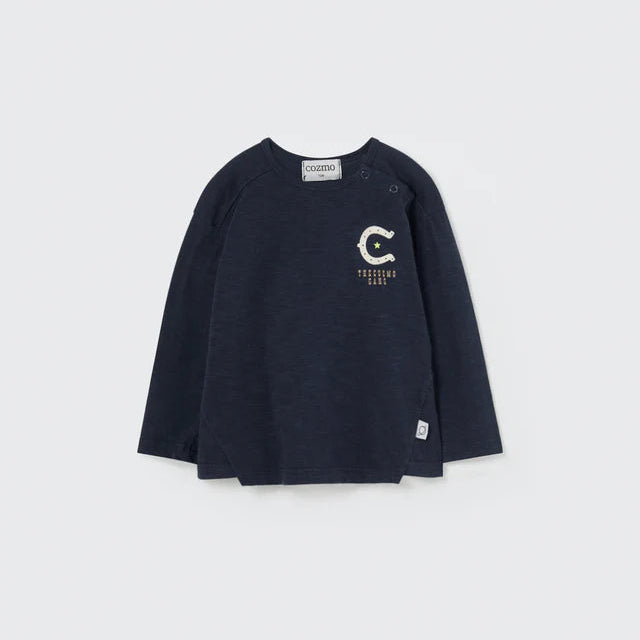 Joel slub print t-shirt - navy