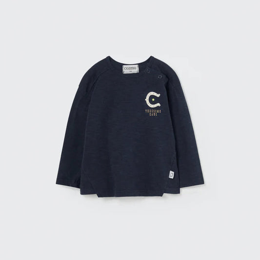 Joel slub print t-shirt - navy