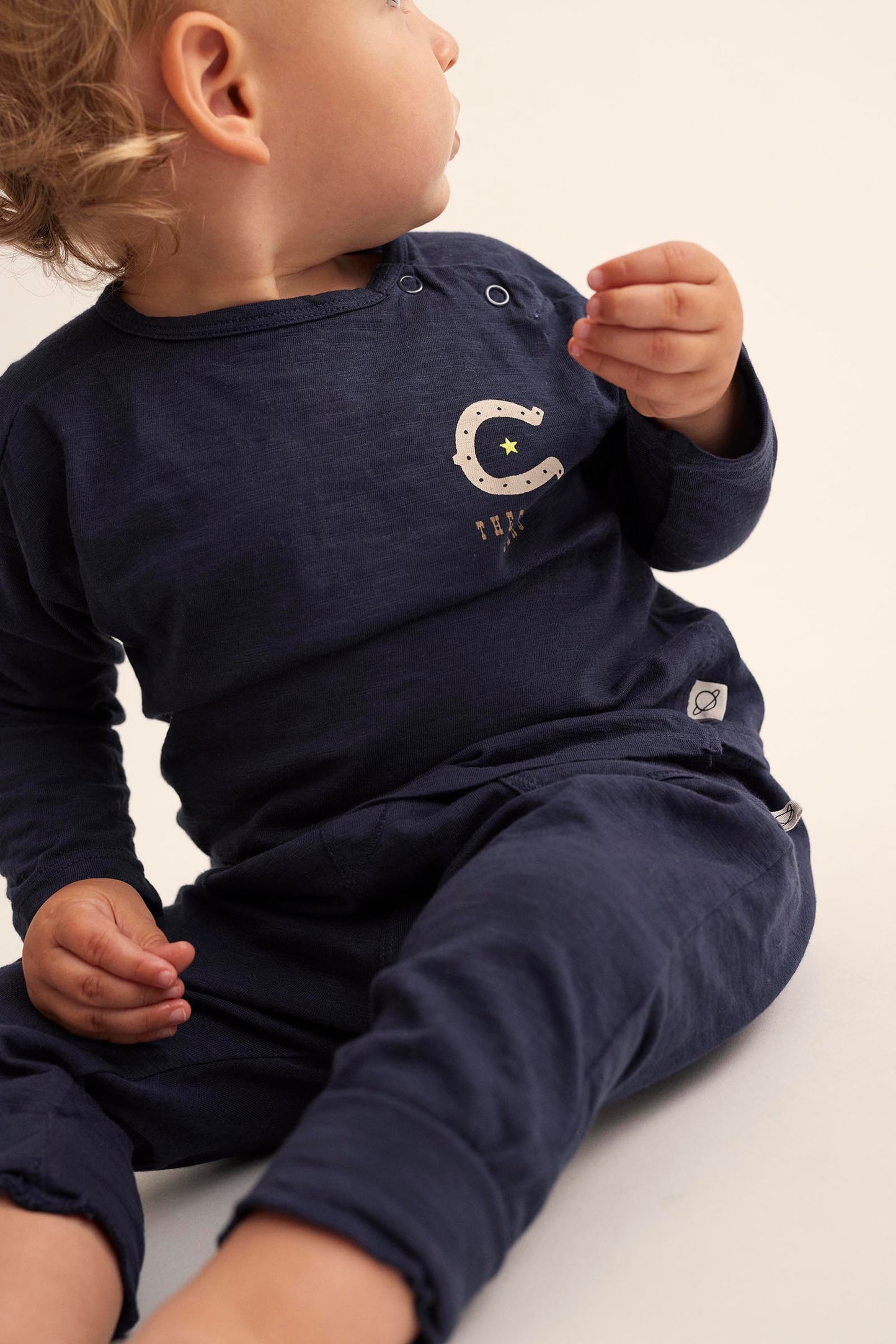 Joel slub print t-shirt - navy