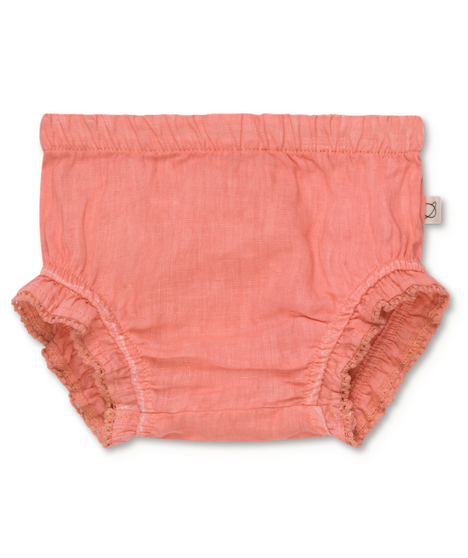 Gala linen ruffle bloomer - coral