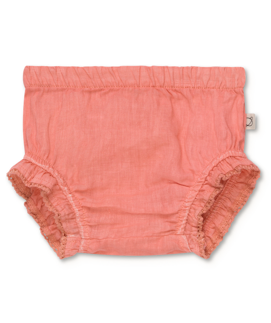 Gala linen ruffle bloomer - coral