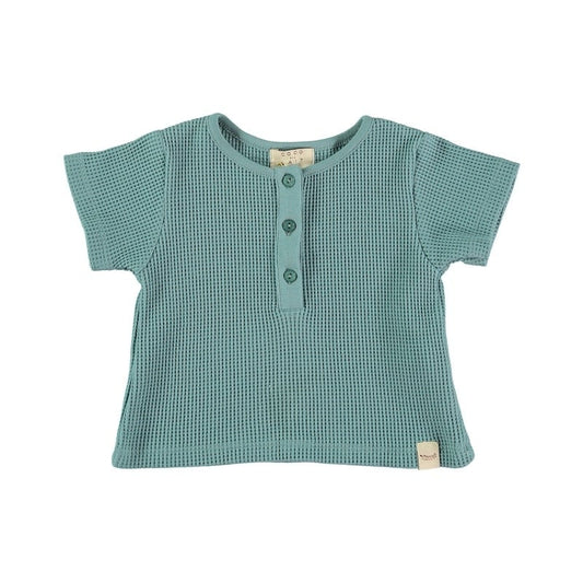 Waffle knit baby t-shirt - Oil blue