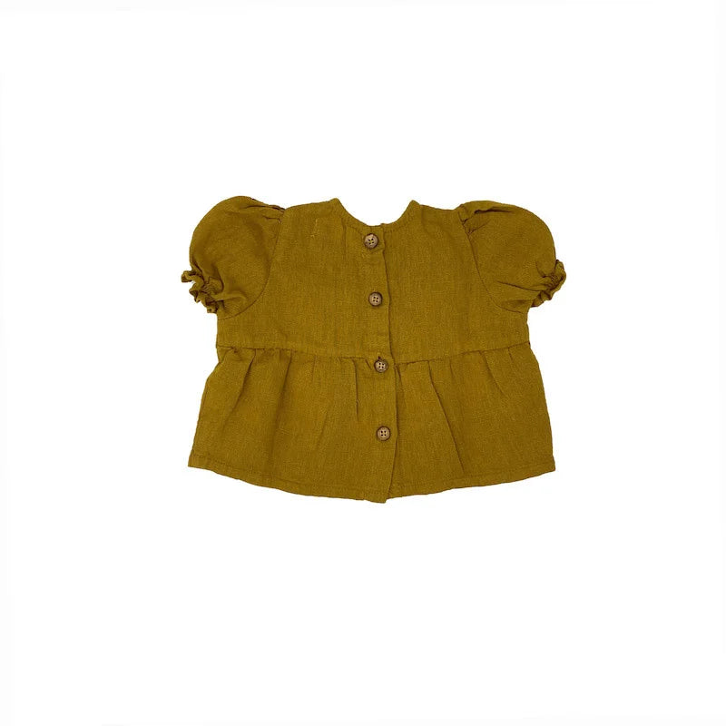 Shirt lace linen - mustard