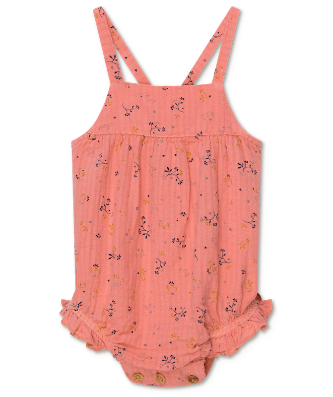 Sandra Muslin floral baby romper - coral