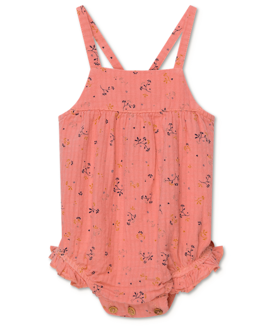 Sandra Muslin floral baby romper - coral