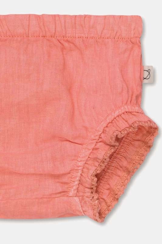Gala linen ruffle bloomer - coral
