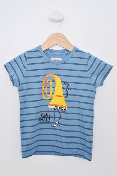 briefpapier overzien potlood T-shirt - Funky chicken - Filou & Friends - Pauw met strik, tweedehands  baby- en kinderkleding
